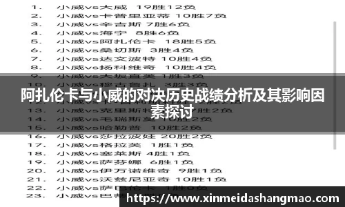 阿扎伦卡与小威的对决历史战绩分析及其影响因素探讨